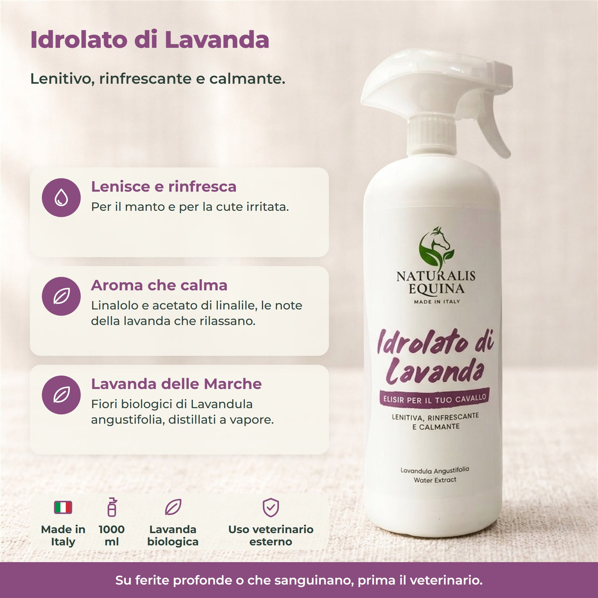 IDROLATO DI LAVANDA veterinaria "Naturalis Equina"